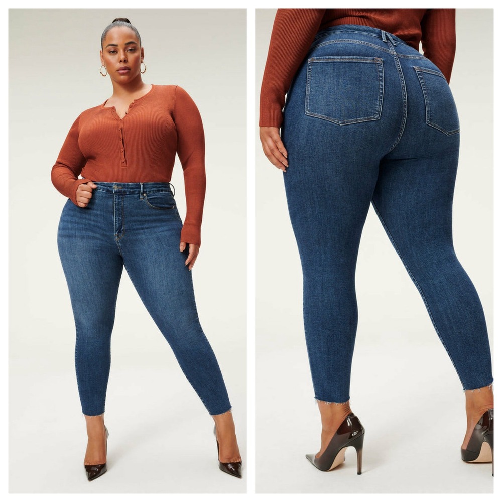 Good American Good Legs | Crop Skinny Stretch Jeans 18 BLUE‎ 601 Wash